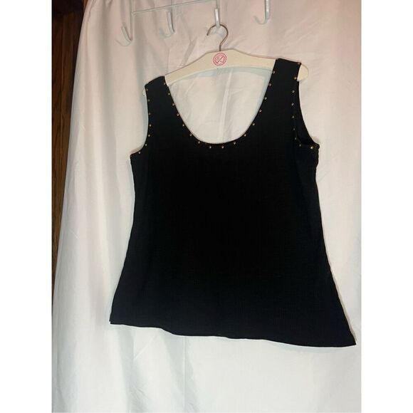 Pink Lily Take Your Best Shot Black Studded Trim Tank Top Woman’s Size XL - Picture 1 of 7